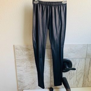 Black faux leather leggings